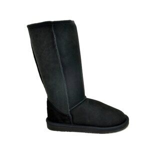 Burlee Women's Sheepskin Boot Tall Black - Warm & Stylish, Moisture-Wicking and